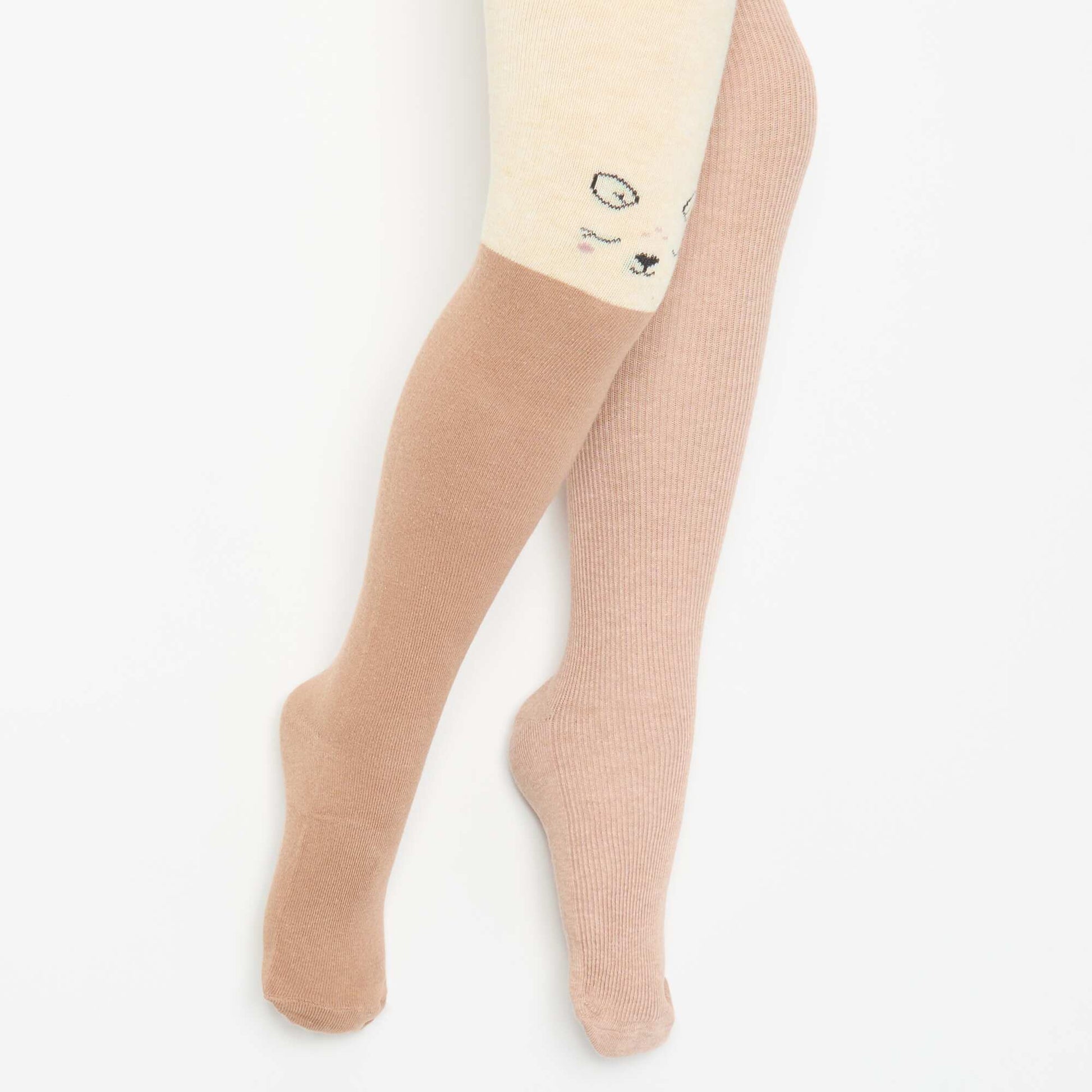 2-Pack of Patterned Tights BROWN
