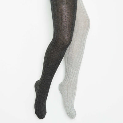 2-pack of Ribbed Tights GREY