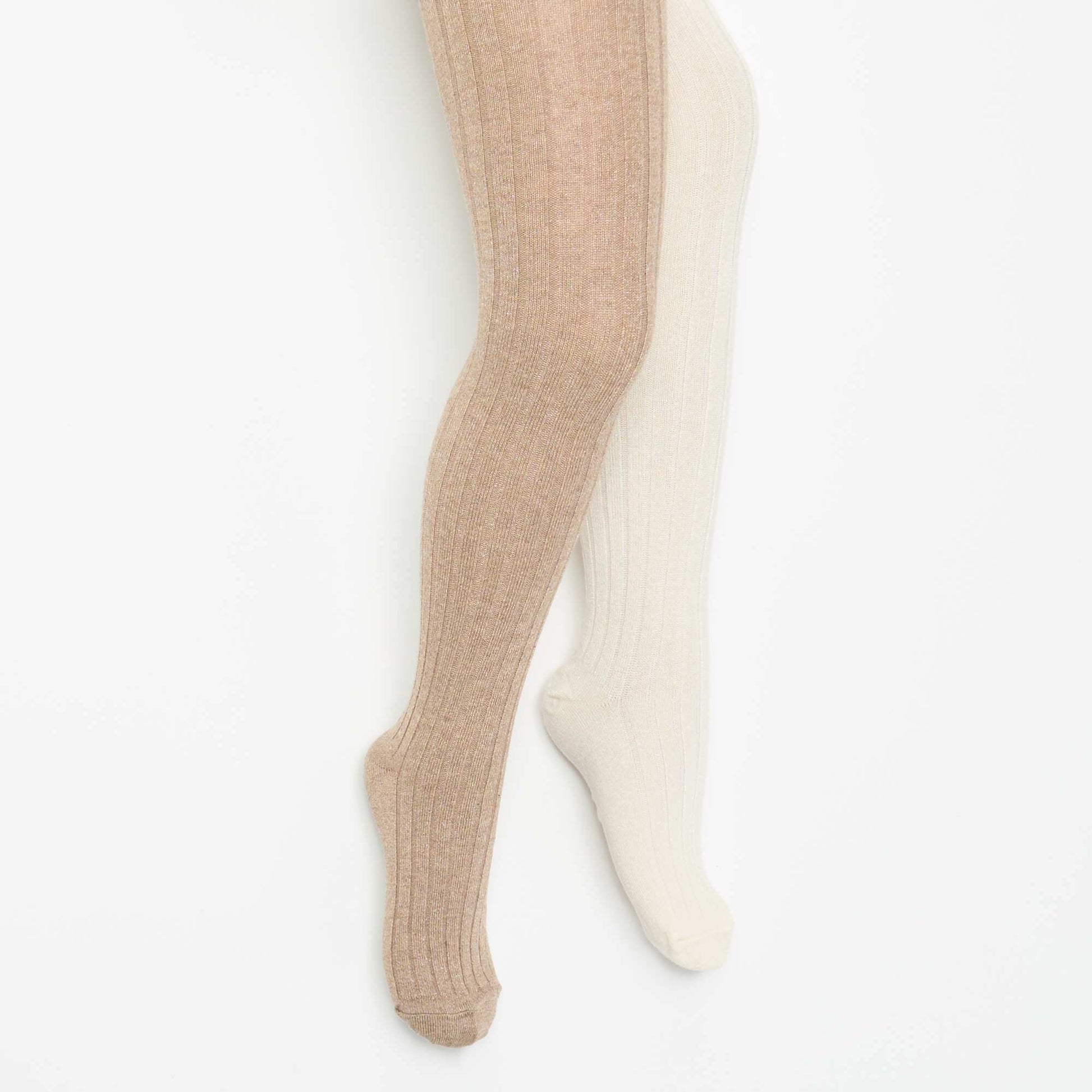2-pack of Ribbed Tights BEIGE