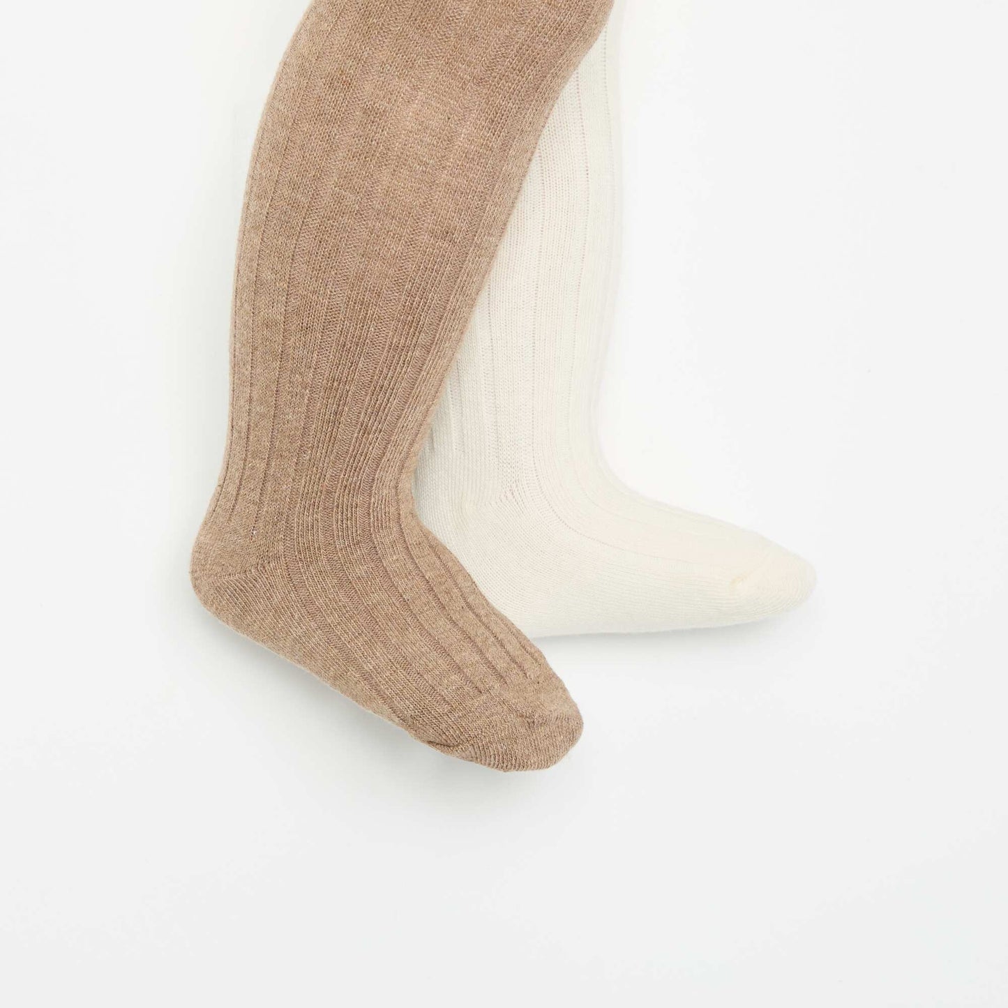 Pack of 2 pairs of ribbed knit tights BROWN