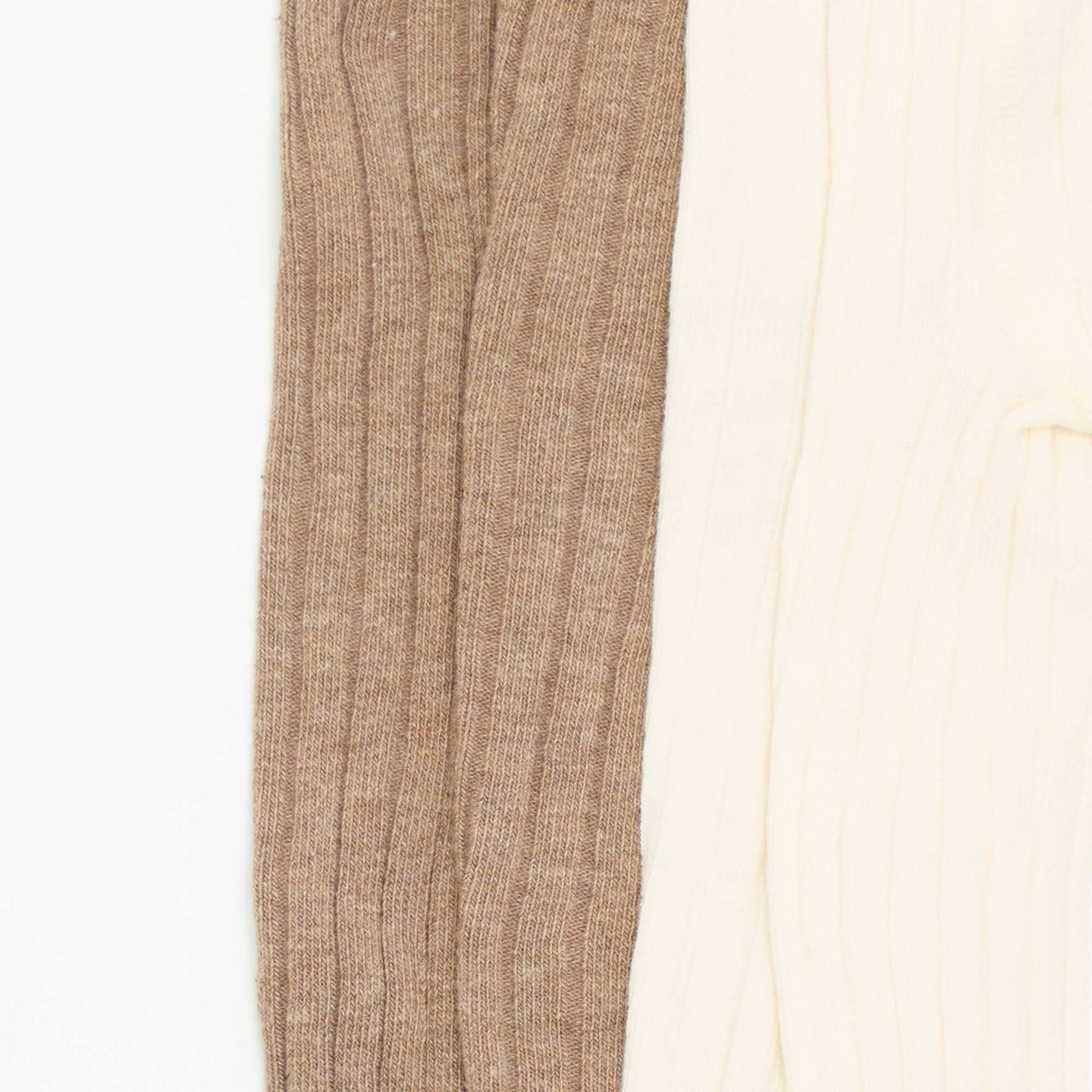 Pack of 2 pairs of ribbed knit tights BROWN