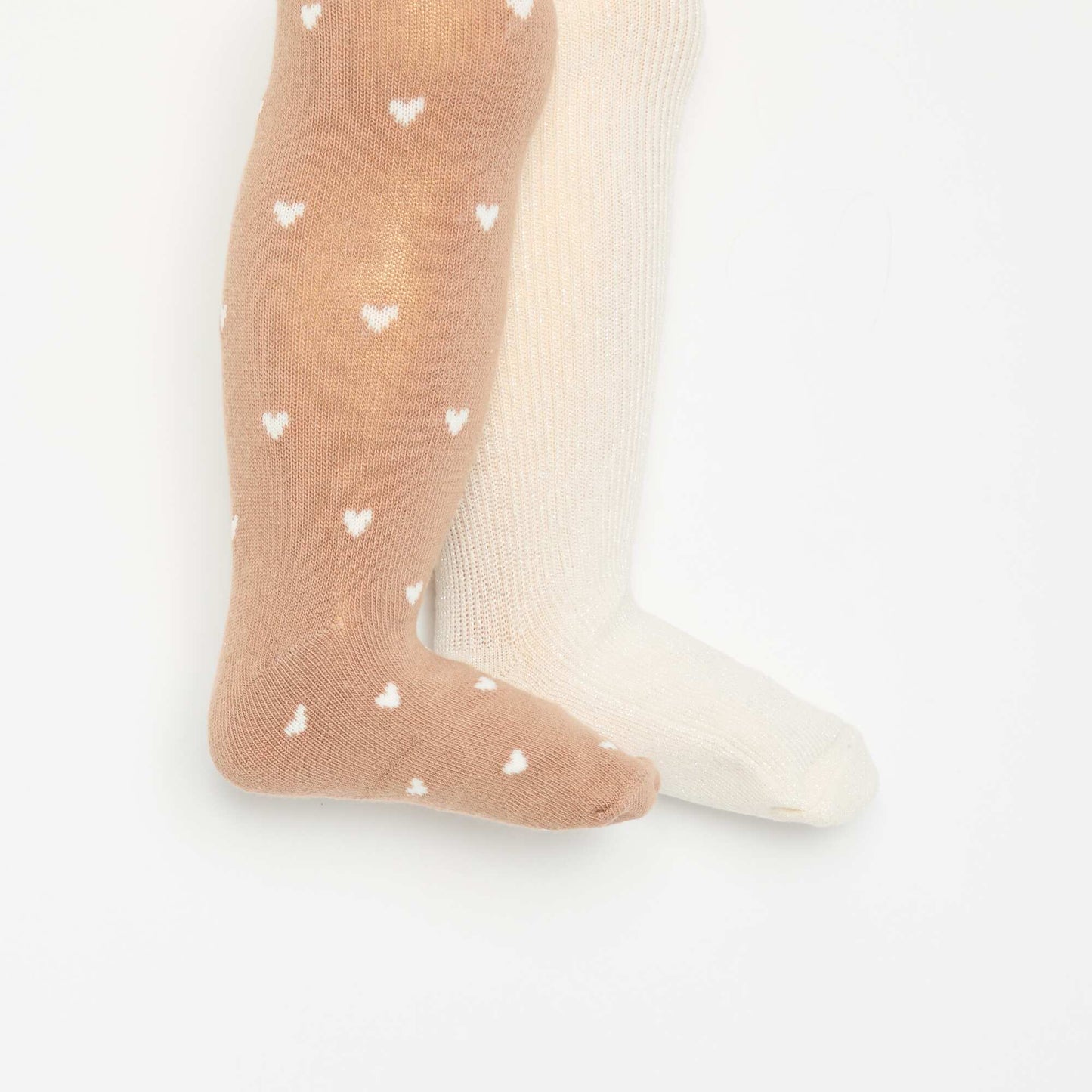 Pack of 2 pairs of patterned tights BEIGE