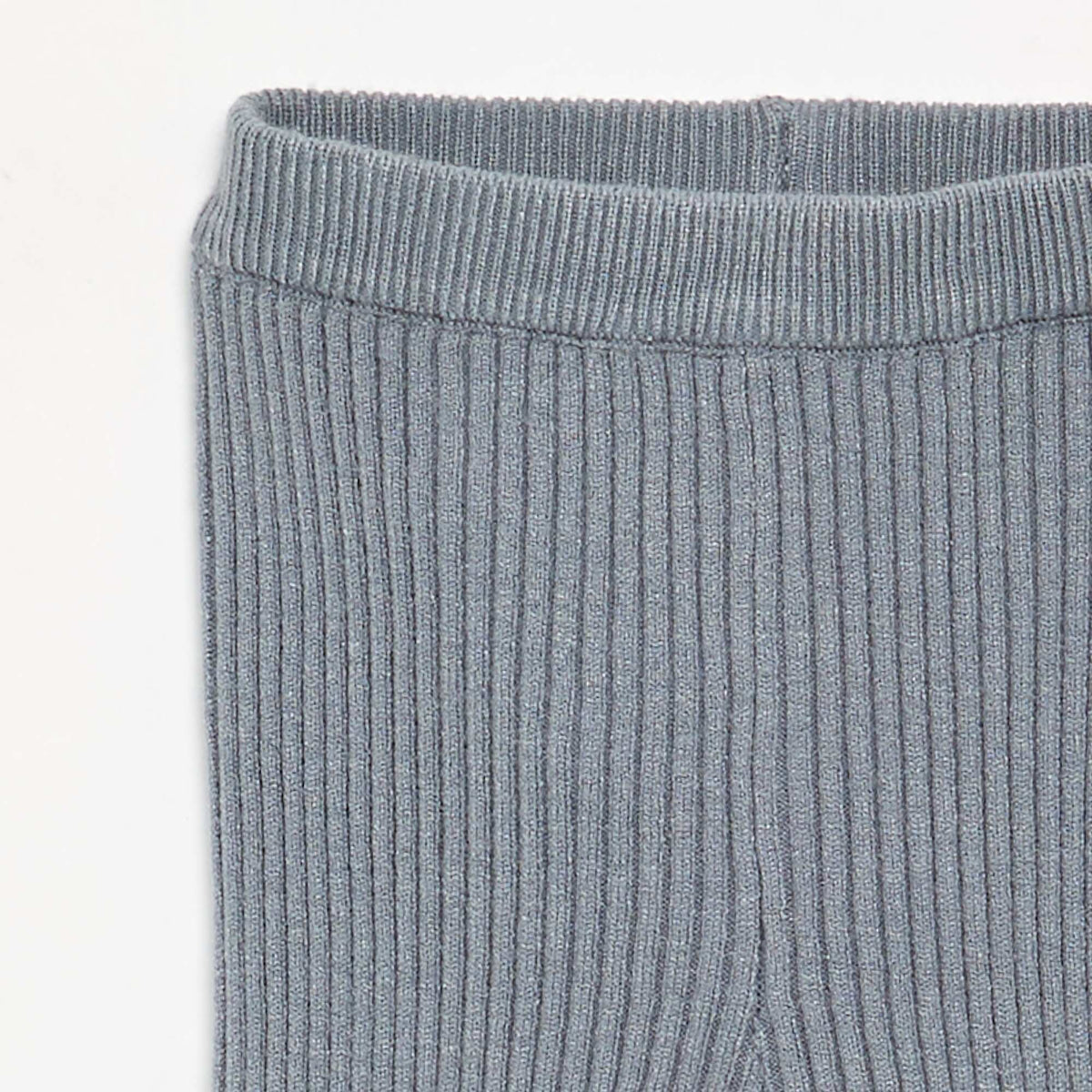 Solid Ribbed Knit Leggings BLUE