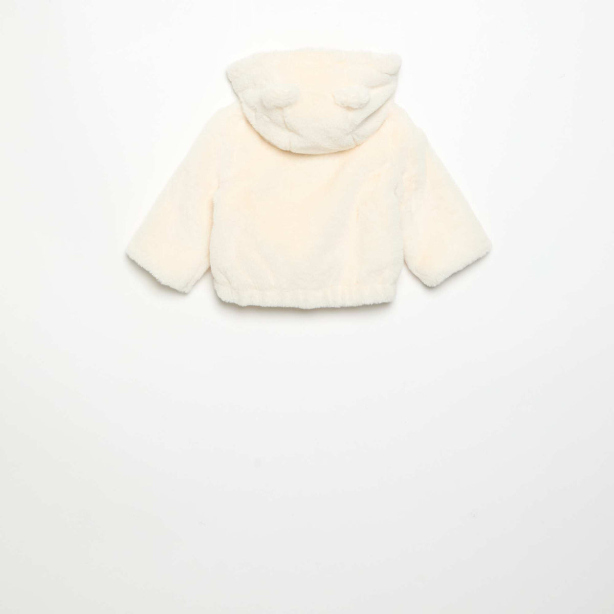 Short faux fur hooded jacket WHITE