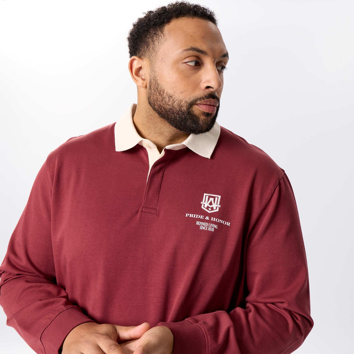 Long-sleeved rugby-style polo shirt BLUE