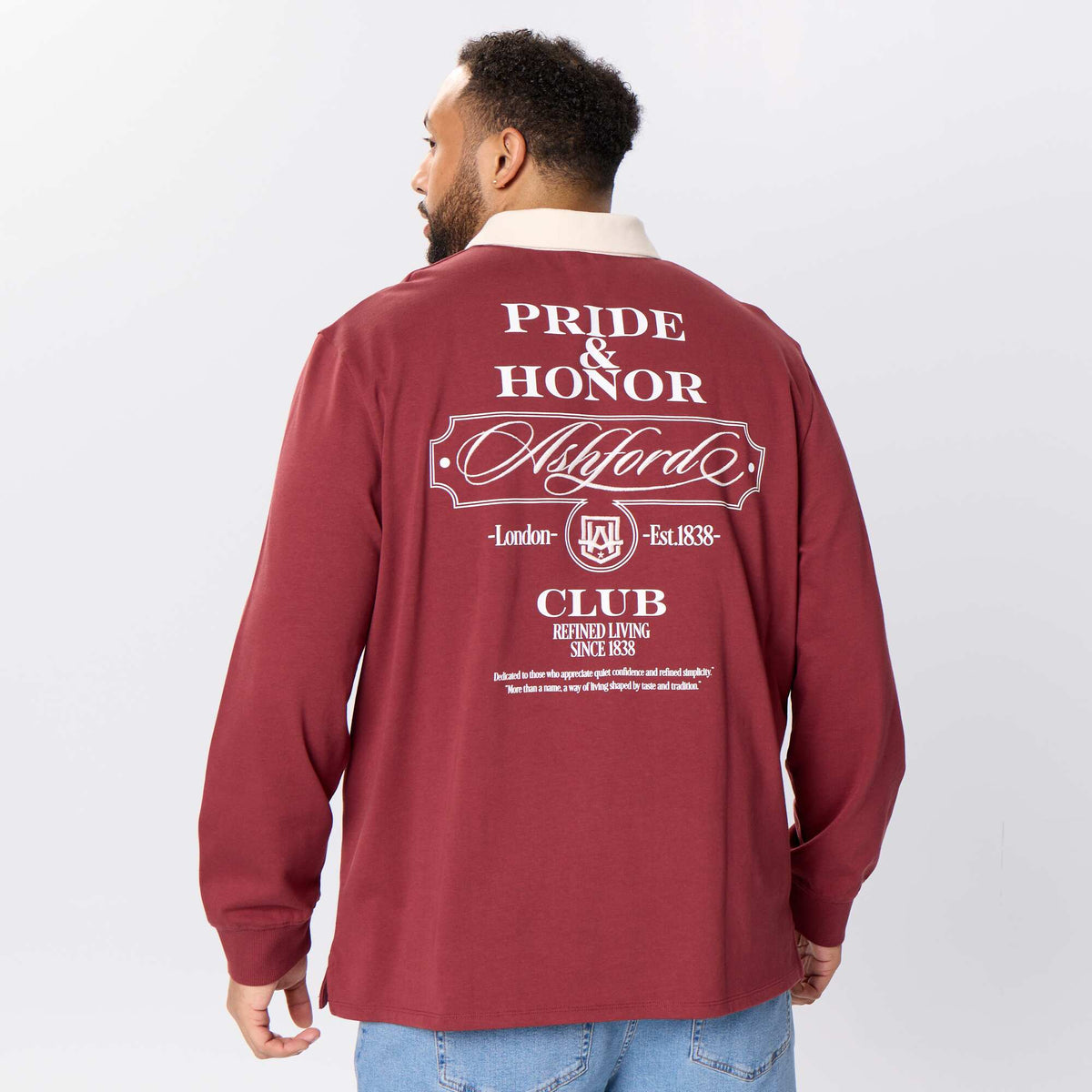 Long-sleeved rugby-style polo shirt BLUE