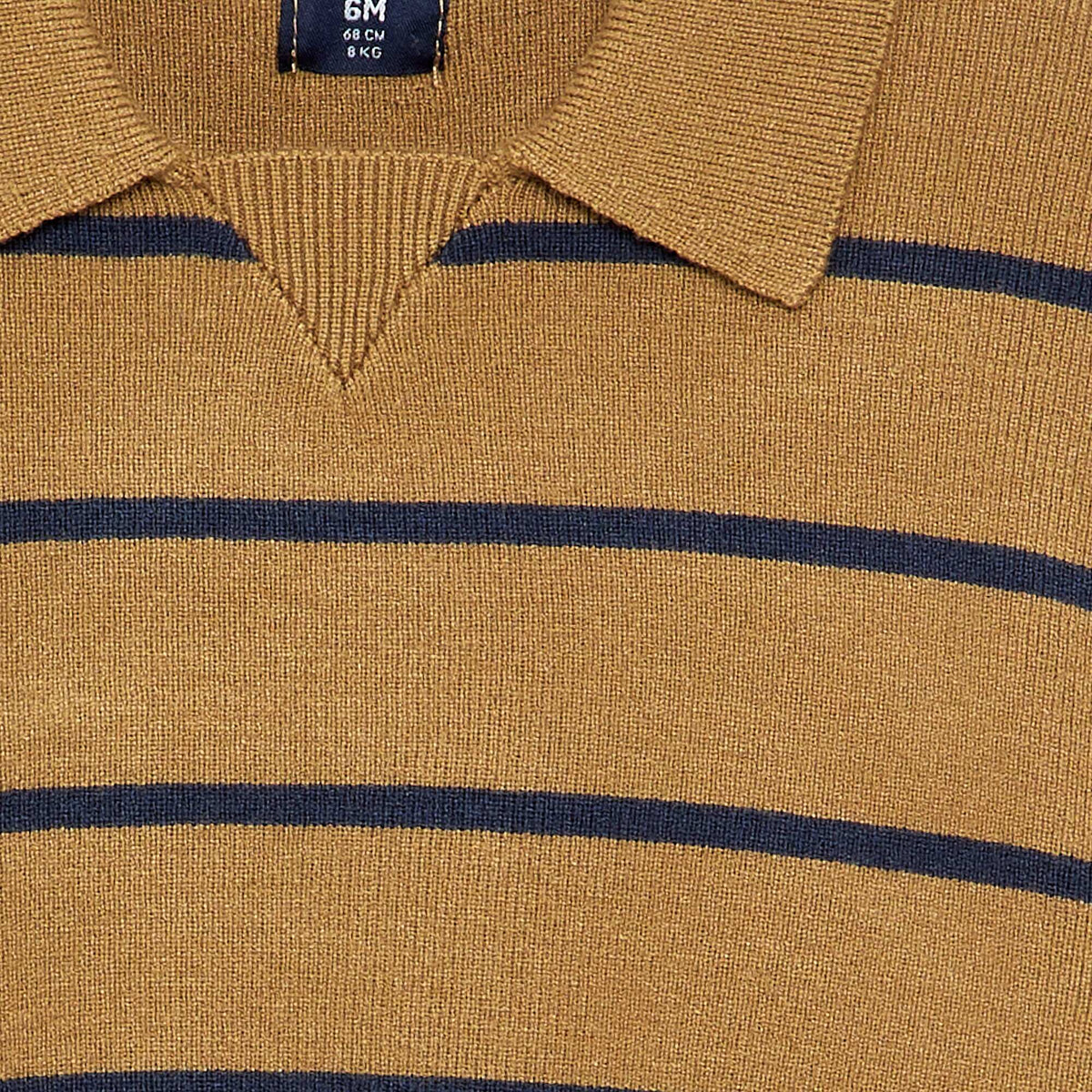 Striped long-sleeve polo sweater BEIGE