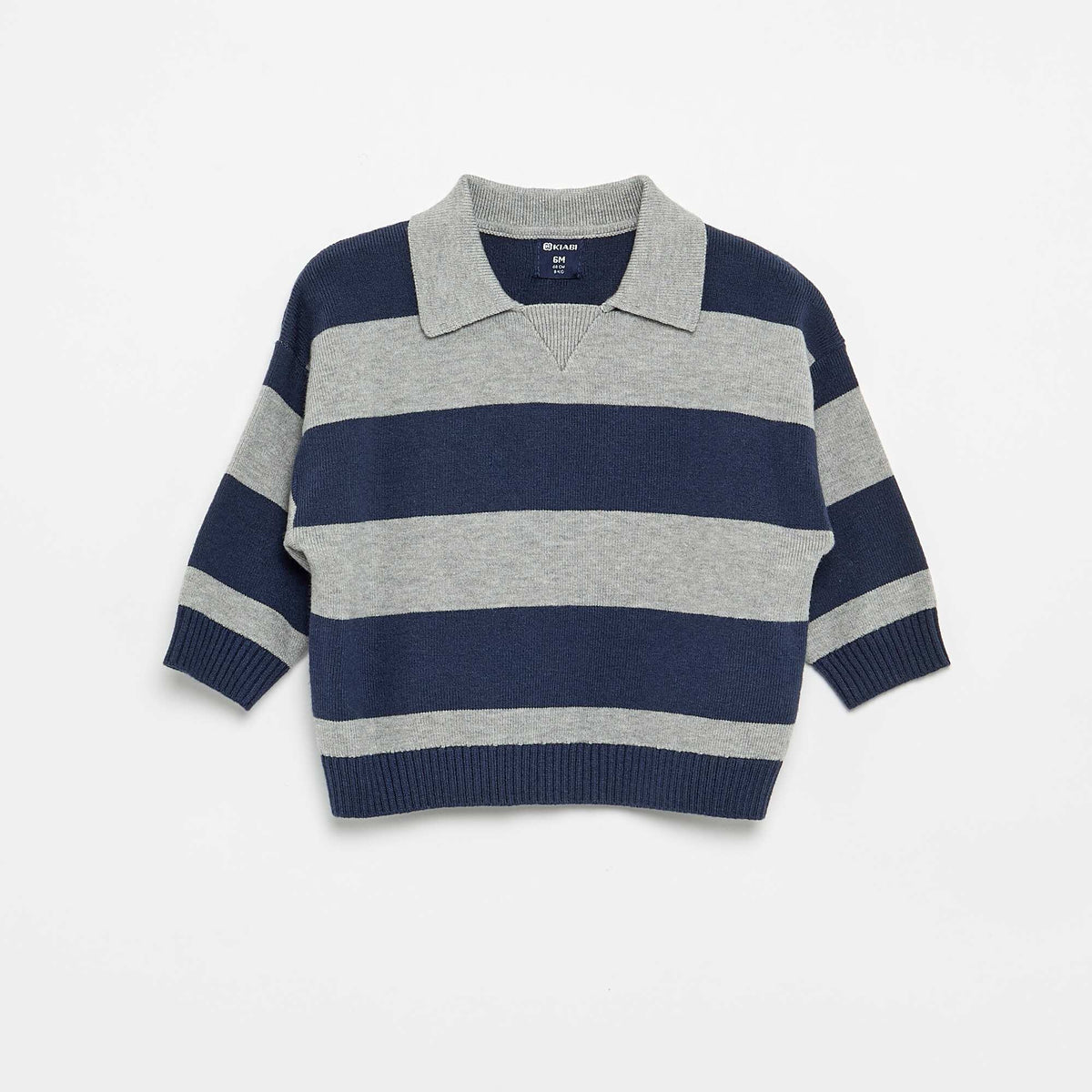 Striped long-sleeve polo sweater BLUE