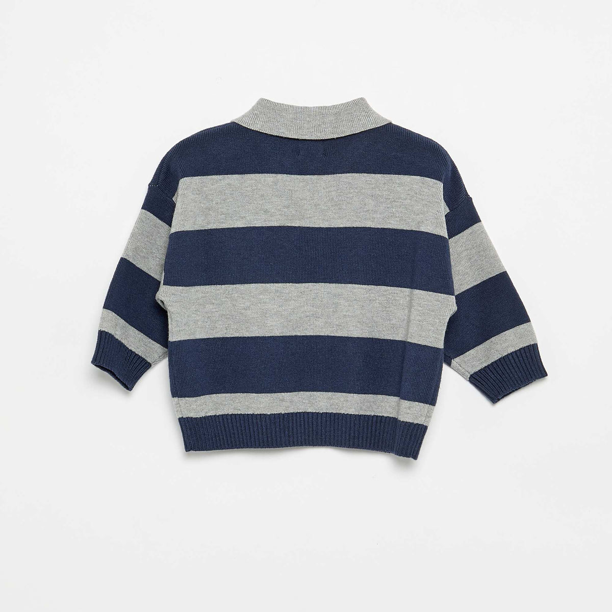 Striped long-sleeve polo sweater BLUE