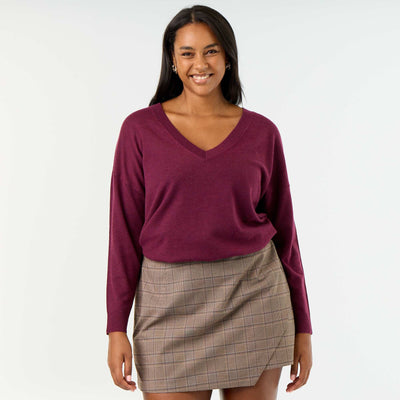 Fine knit V-neck jumper PINK