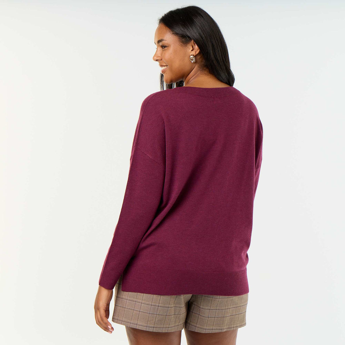 Fine knit V-neck jumper PINK