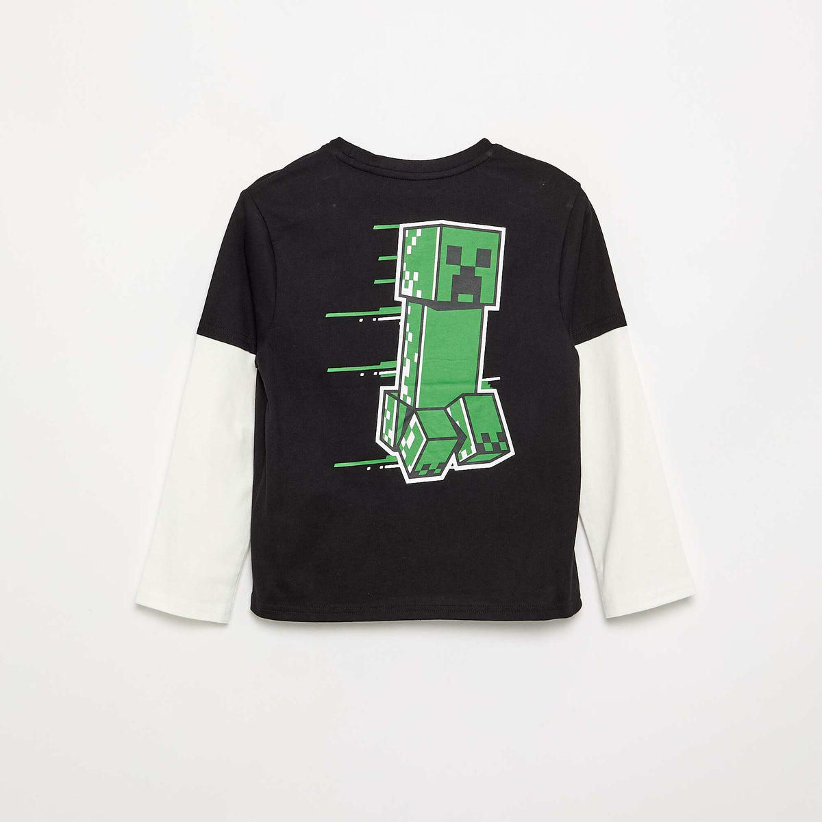 Minecraft T-shirt with prints and contrasting sleeves BLACK