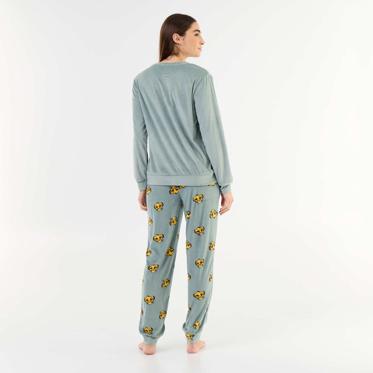 Long 'Disney' Print Pyjamas - 2-Piece Set GREEN