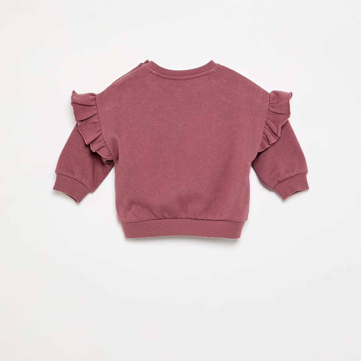 Long-sleeved sweatshirt with ruffled shoulders PINK