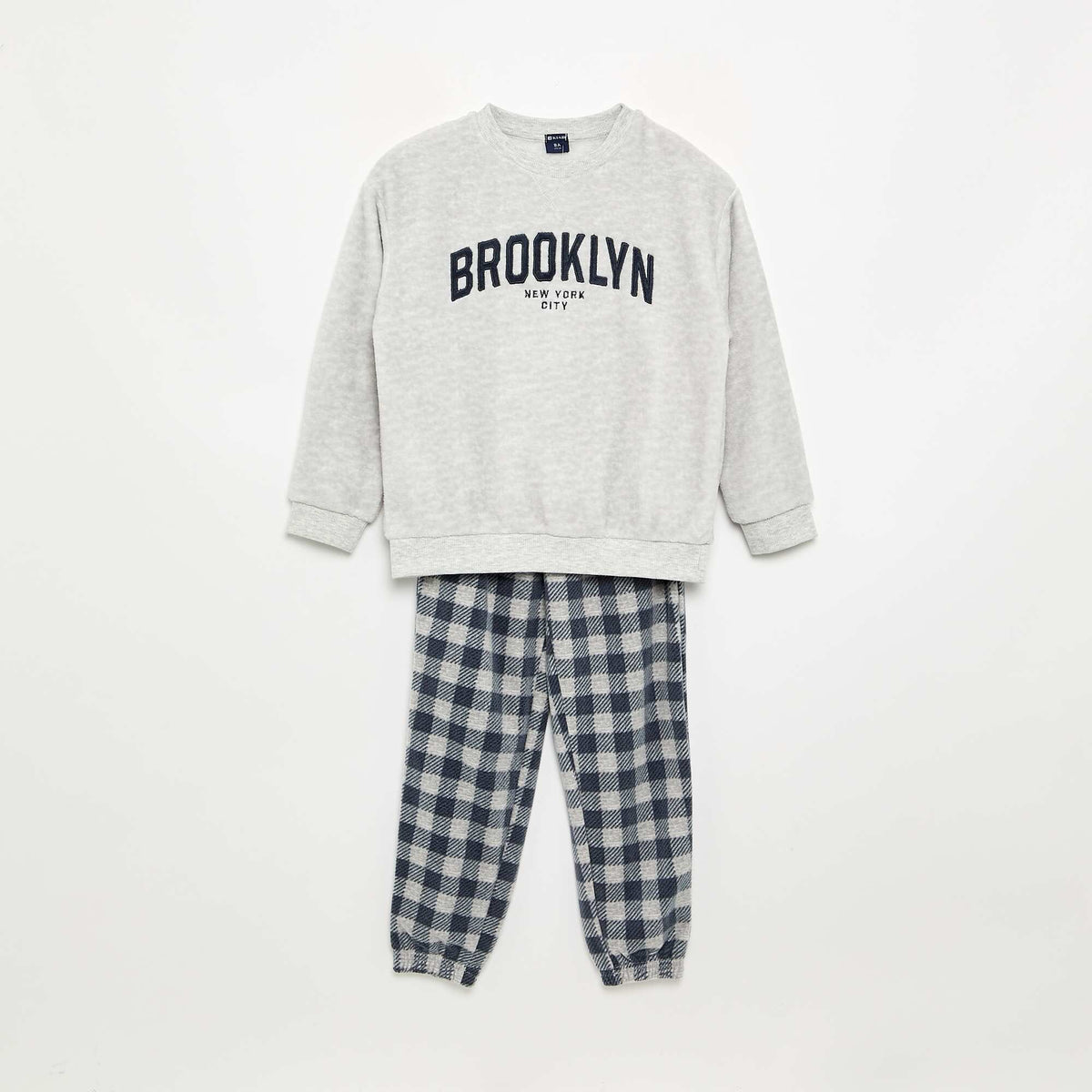 Long fleece pajama set - 2 pieces GREY