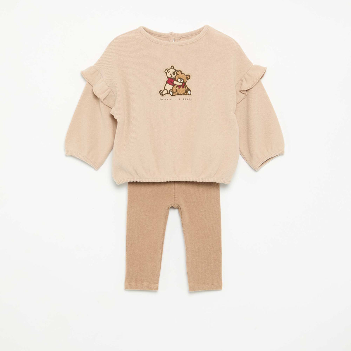 Disney 2-piece set - Ruffled sweatshirt + leggings BEIGE