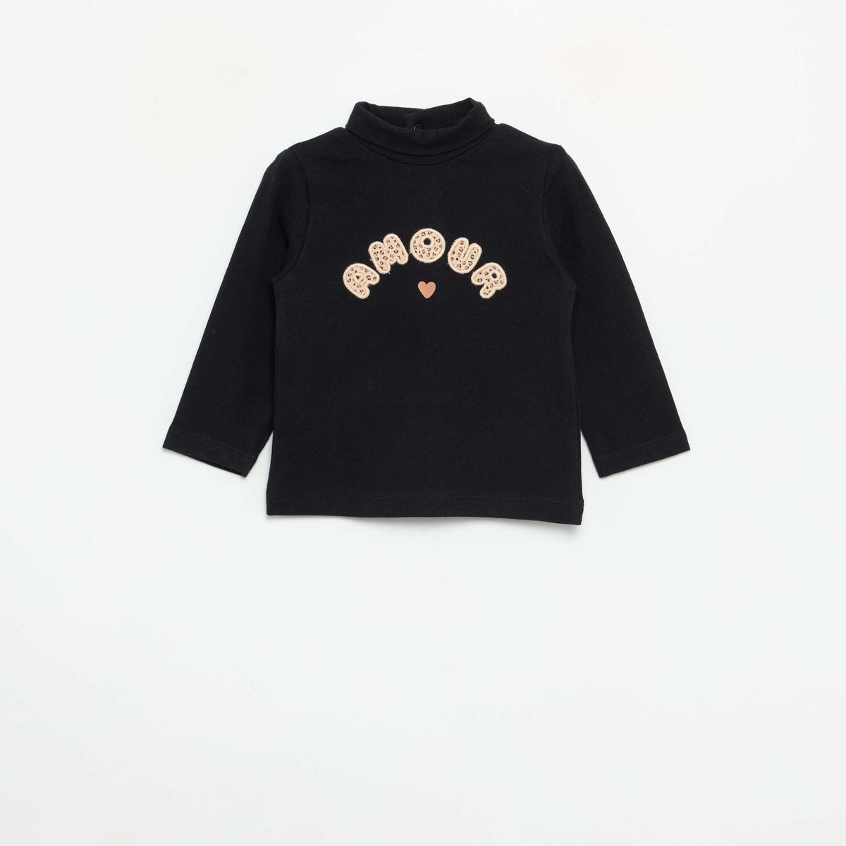 Turtleneck top with playful bow BLACK