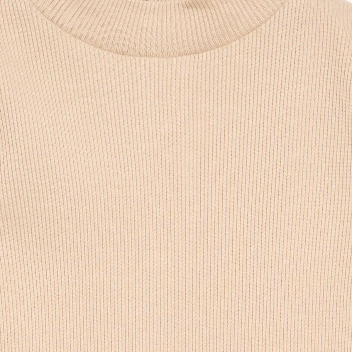 Ribbed knit roll-neck top BEIGE