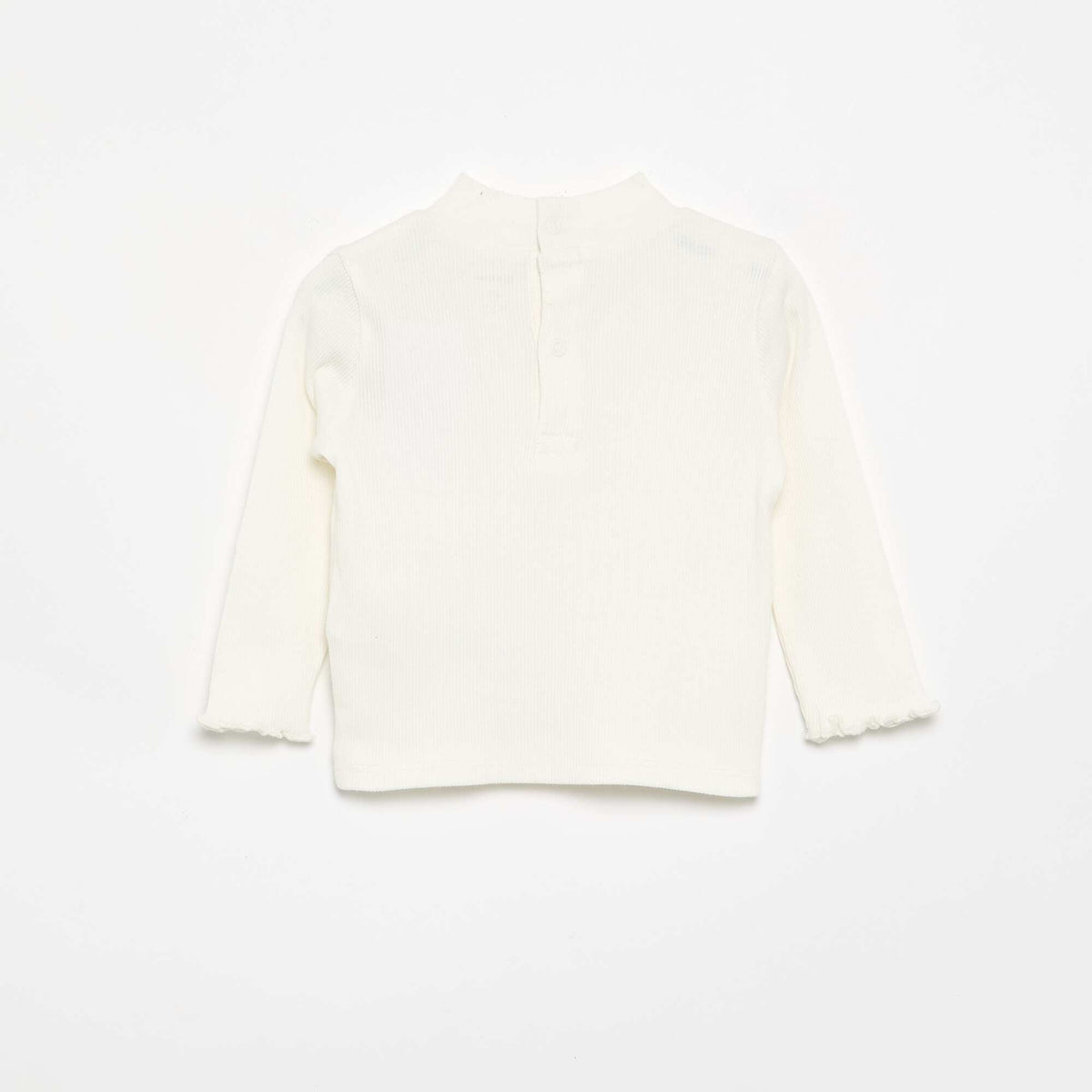 Ribbed knit roll-neck top WHITE