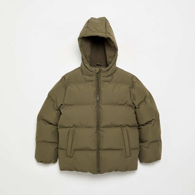Hooded Quilted Puffer Jacket KHAKI