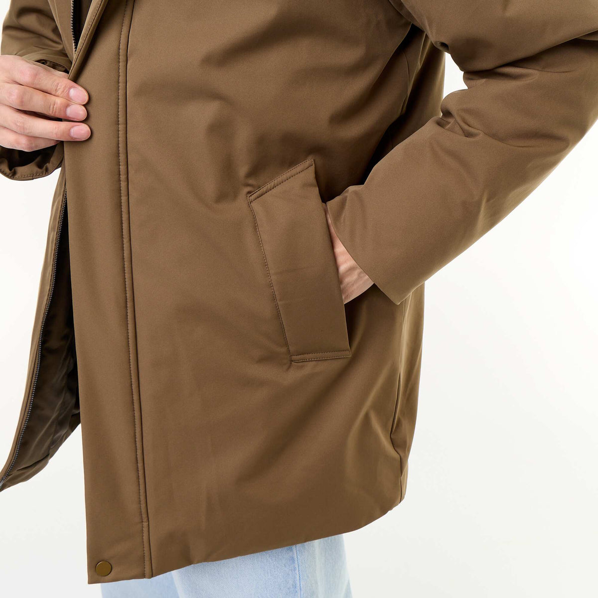 Water-repellent hooded parka GREEN