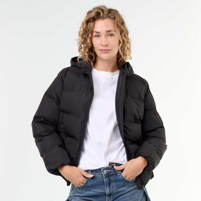 Hooded quilted puffer jacket BLACK