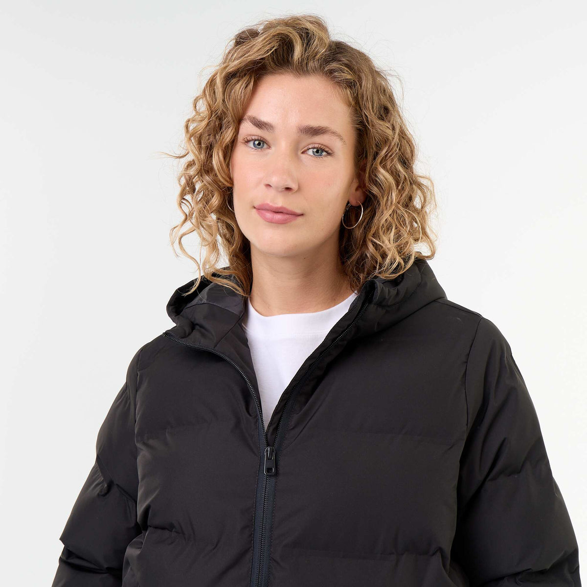 Hooded quilted puffer jacket BLACK