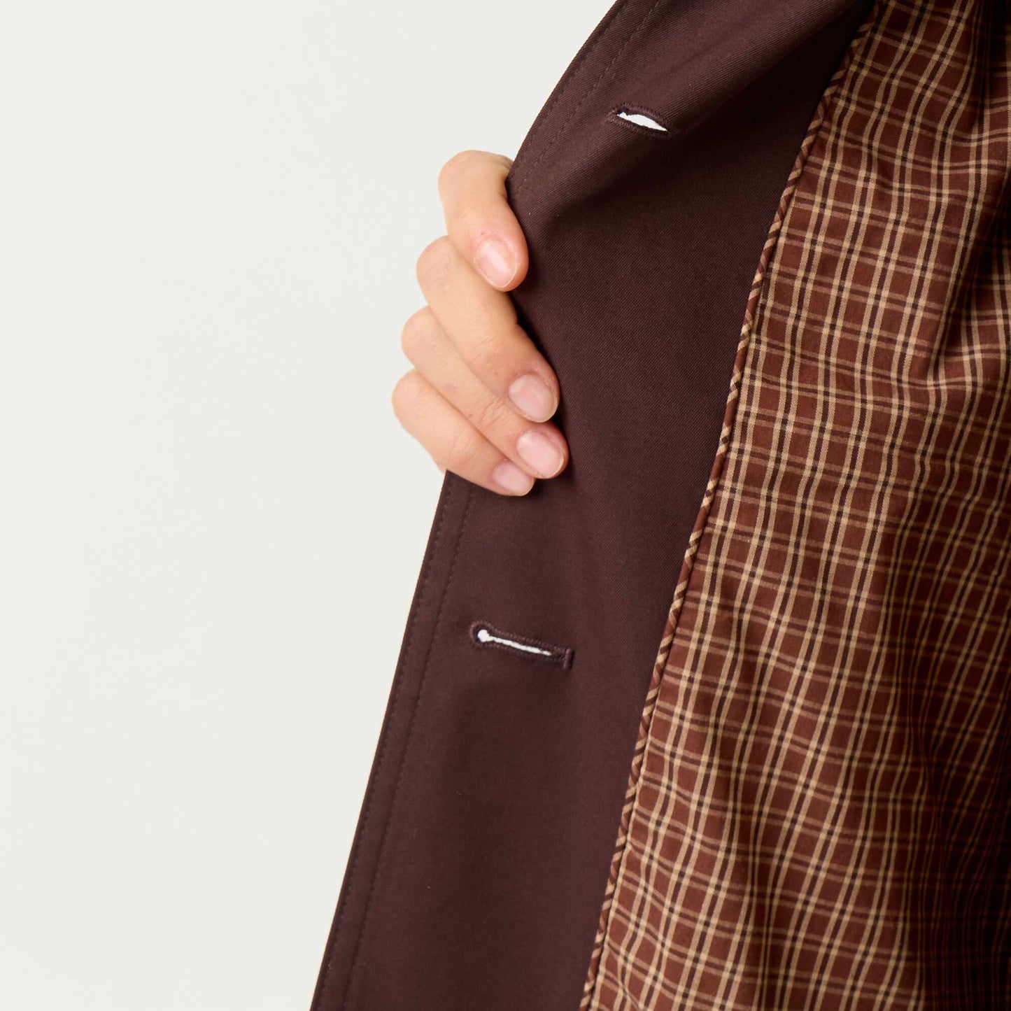 Mid-length trench coat with inner lining BROWN