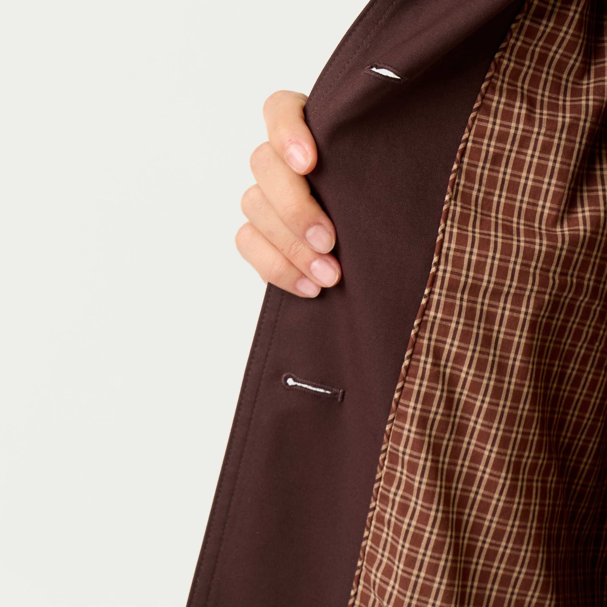 Mid-length trench coat with inner lining BROWN