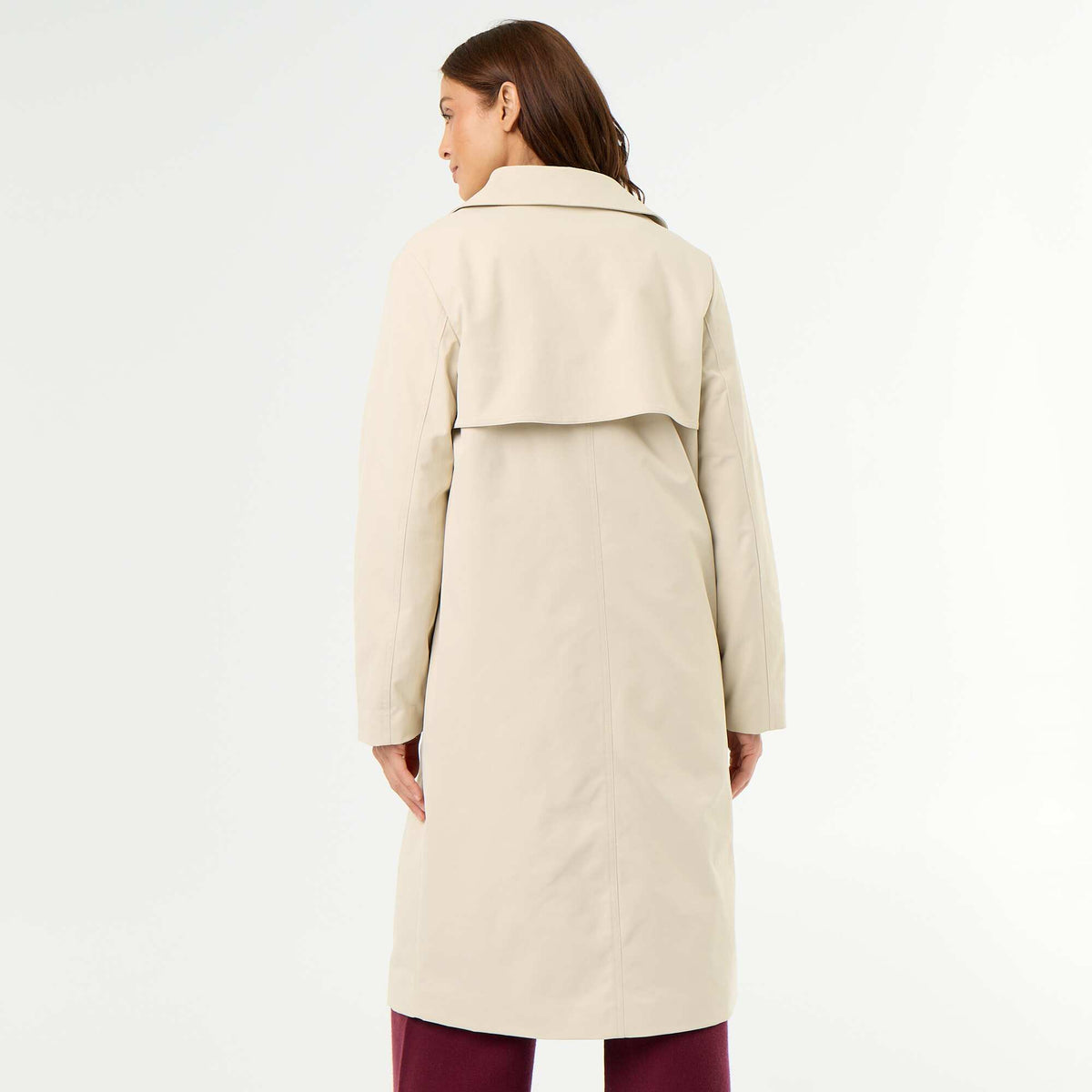 Mid-length trench coat with inner lining BROWN