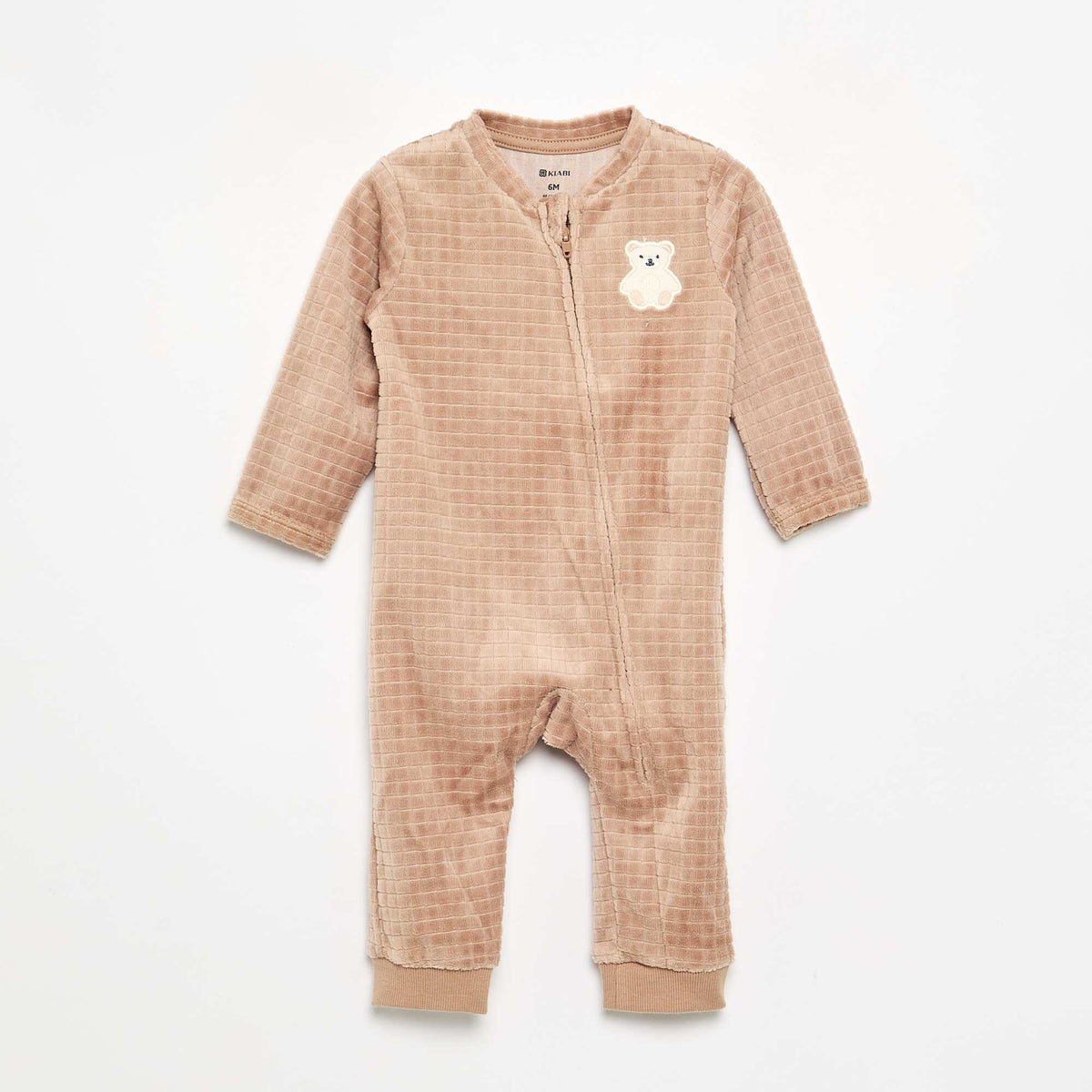 Printed Velvet Sleepsuit BEIGE