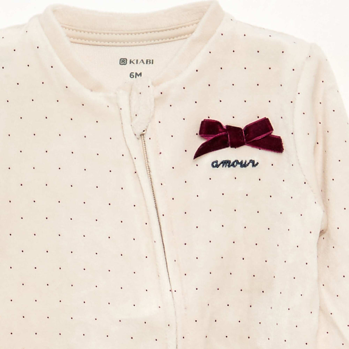 Printed Velvet Sleepsuit BEIGE