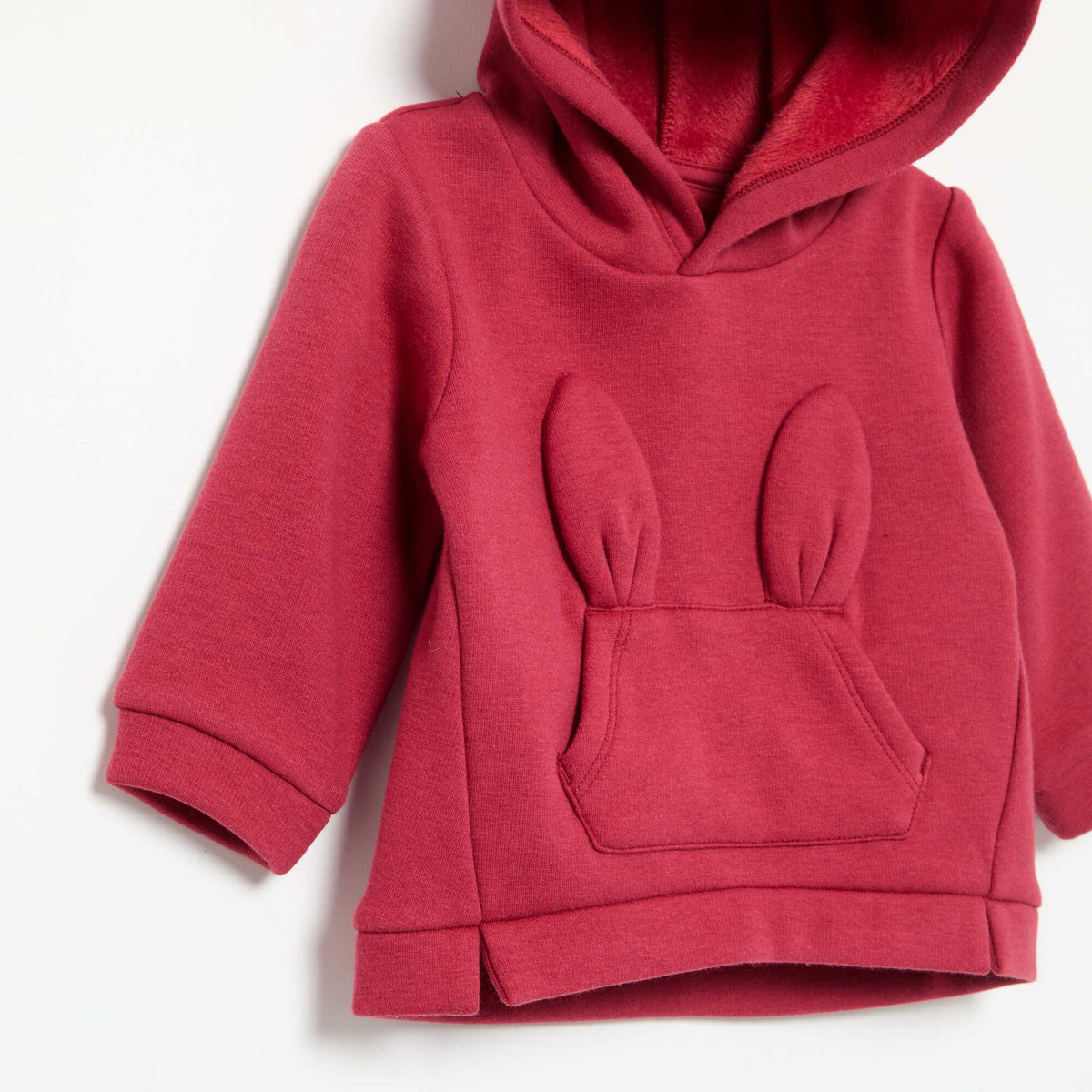 Fleece Hoodie with Rabbit Ears RED
