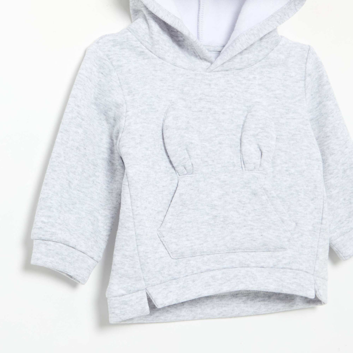 Fleece Hoodie with Rabbit Ears GREY