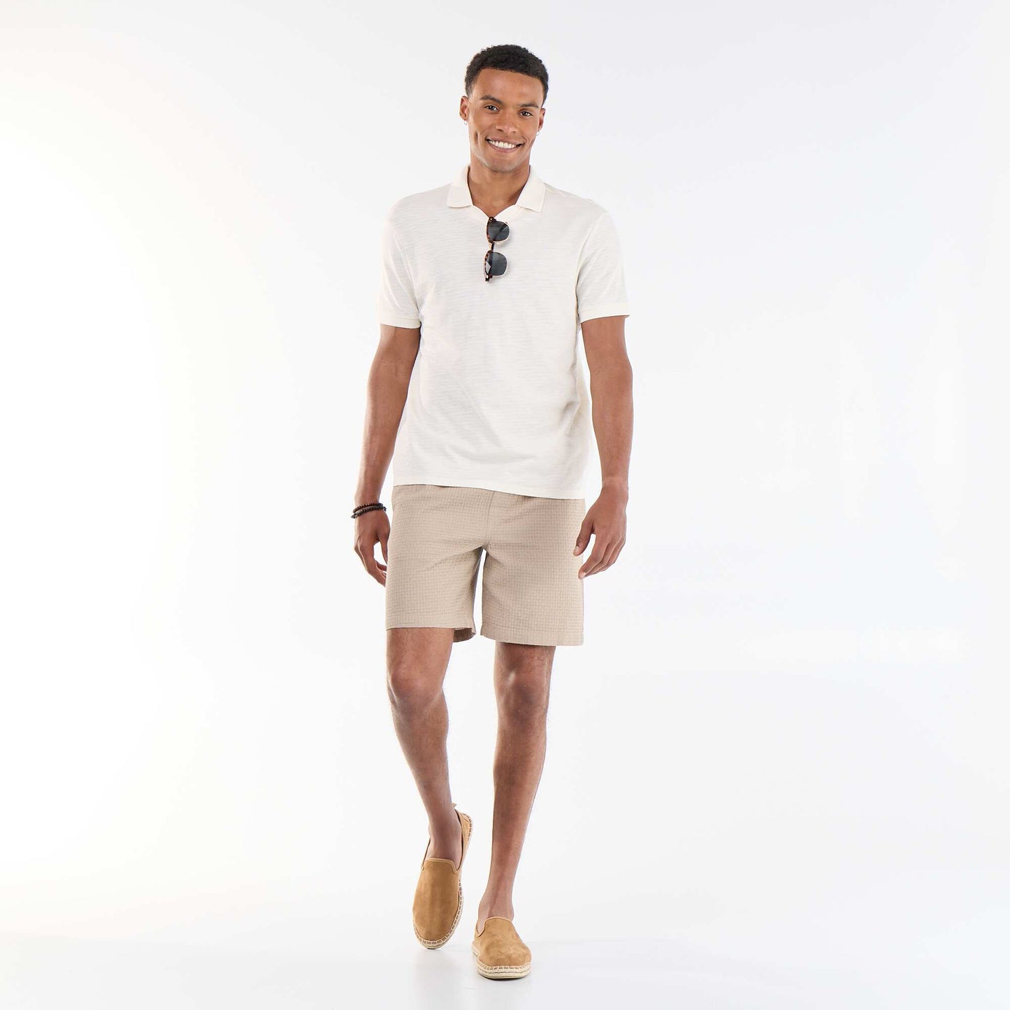 Piqué Knit Bermuda Shorts BEIGE