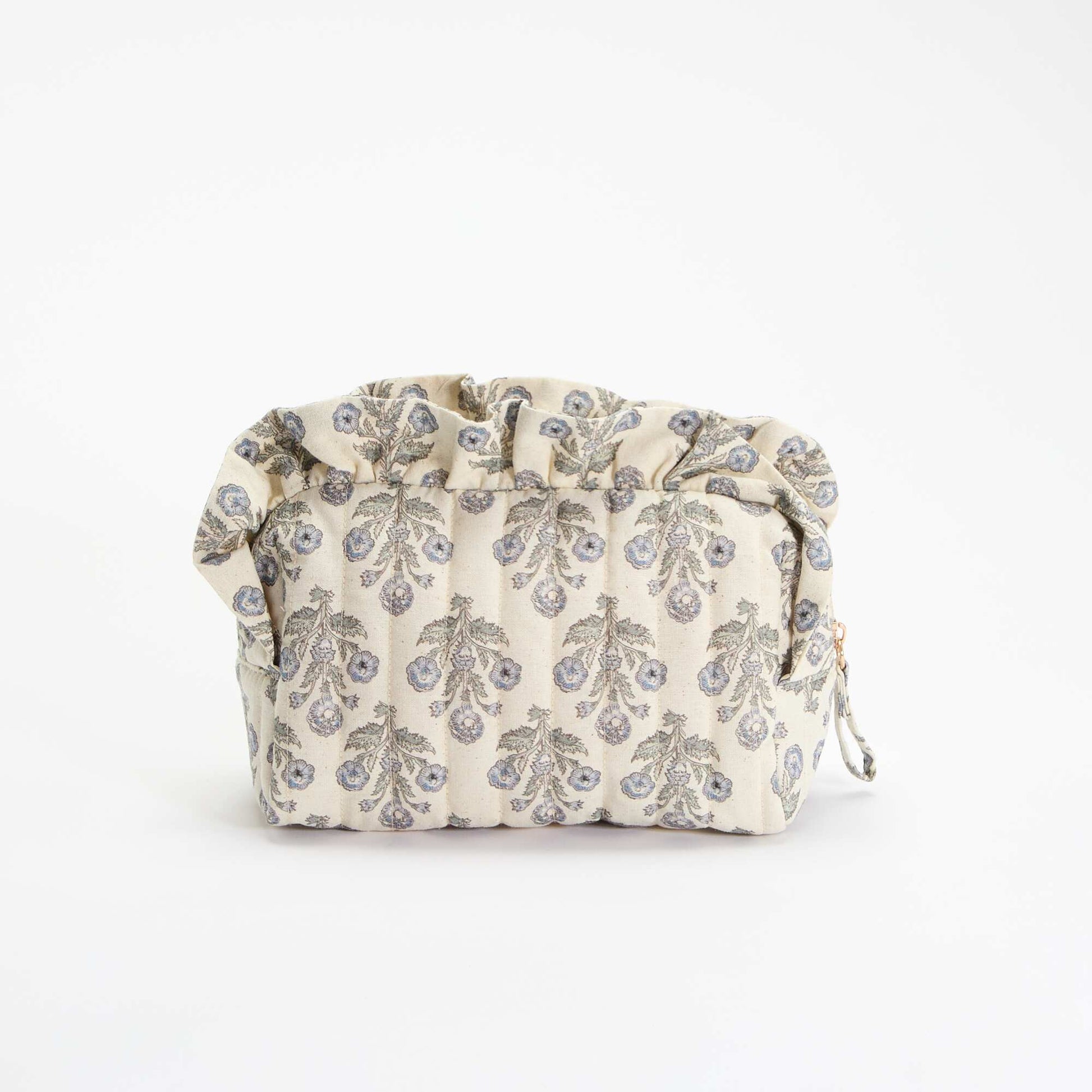 Floral Print Textile Pouch BLUE