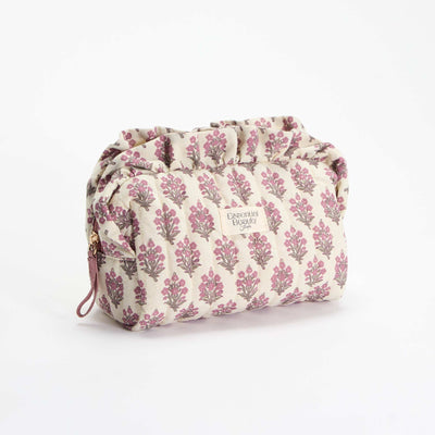 Floral Print Textile Pouch PINK