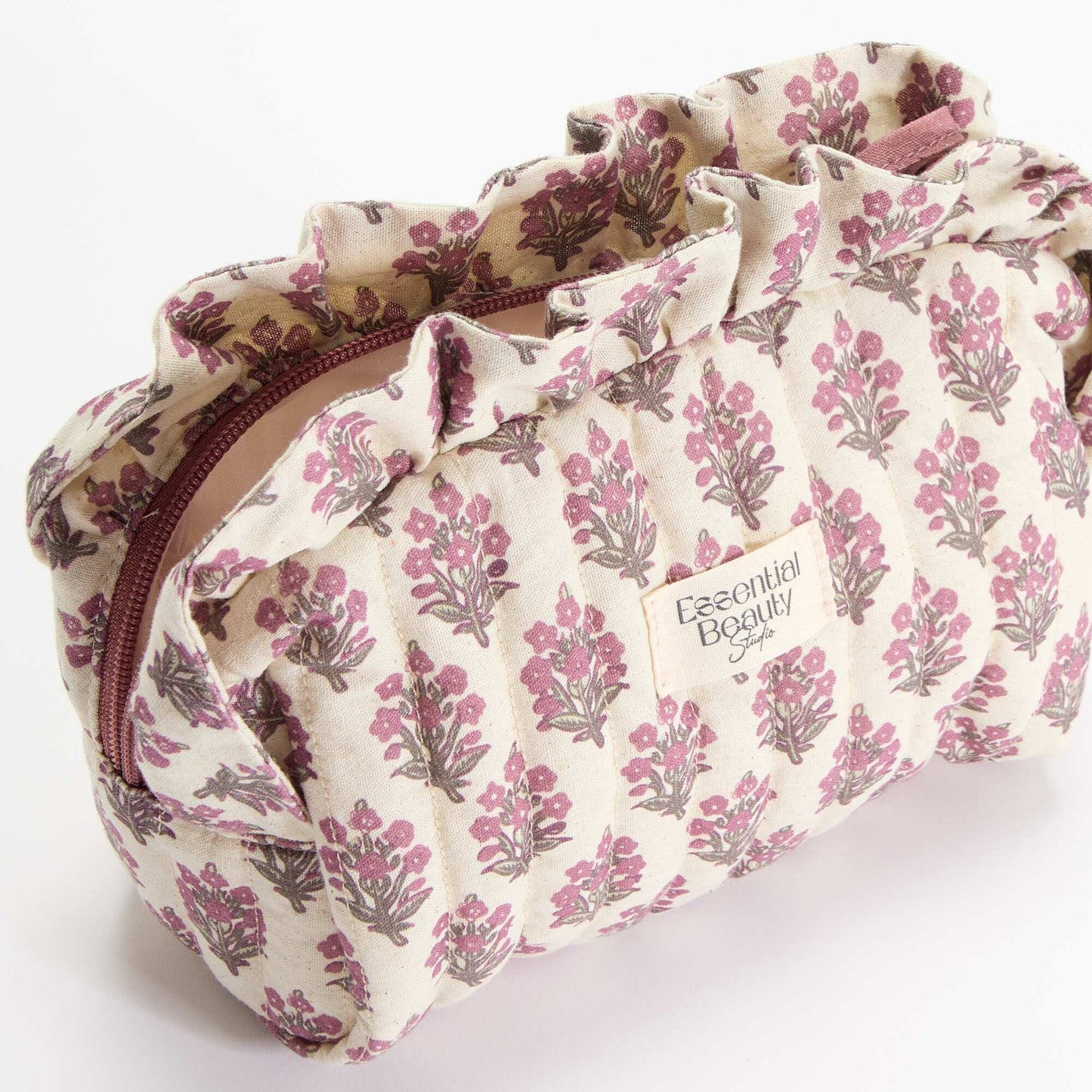 Floral Print Textile Pouch PINK