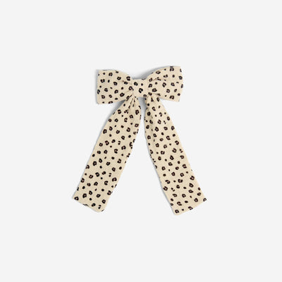 Printed Claw Clip with Large Bow BEIGE