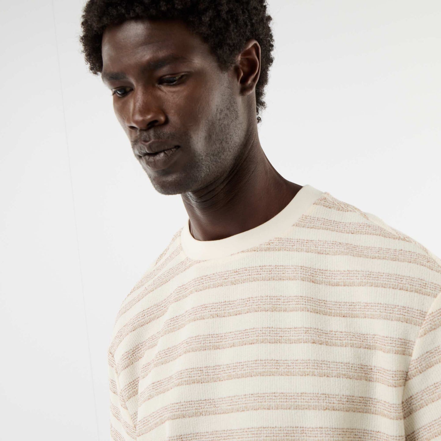 Short-sleeved knitted T-shirt BEIGE