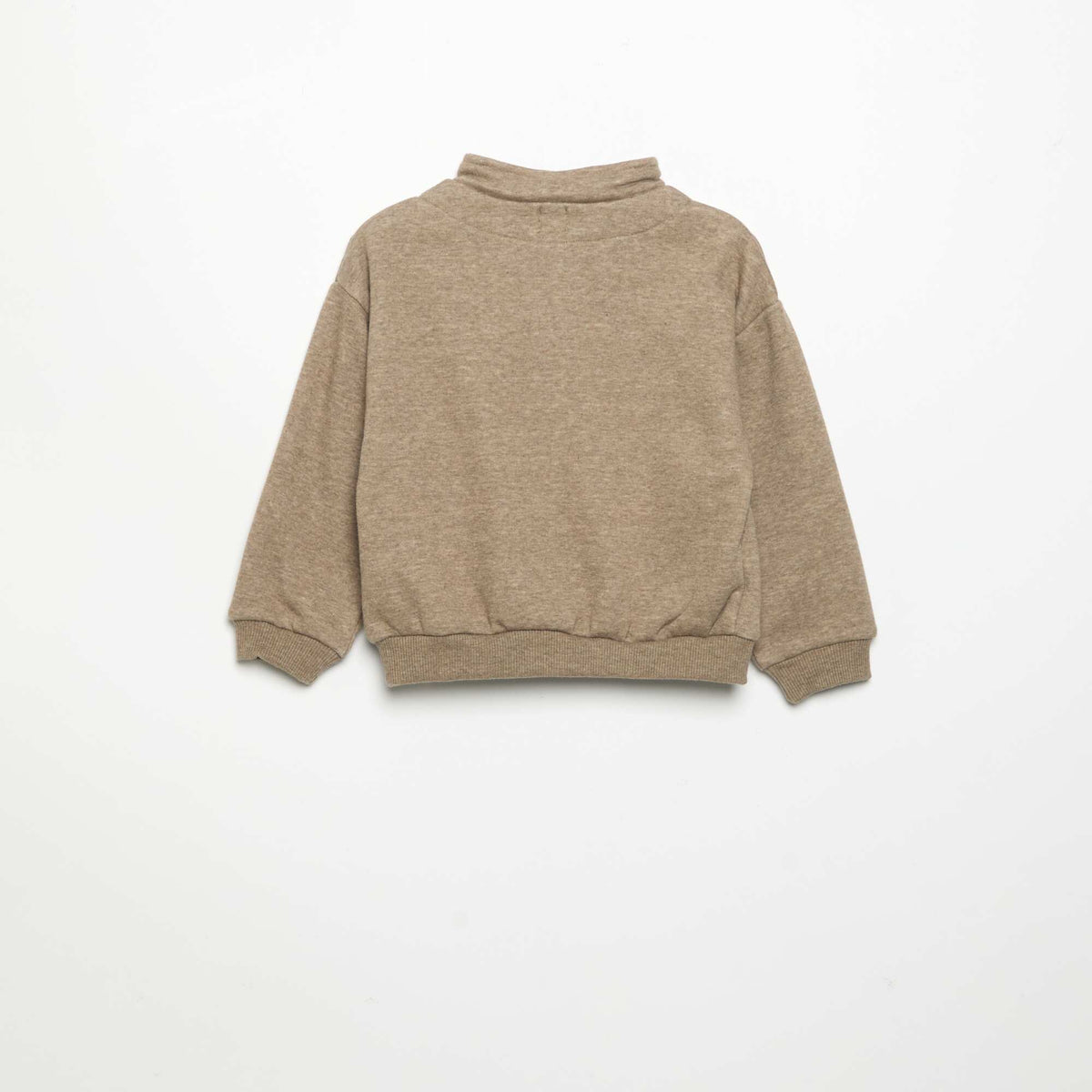 Long-sleeved zip-neck sweatshirt BROWN