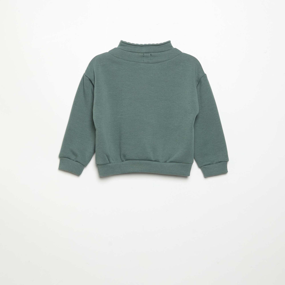 Long-sleeved zipped collar sweatshirt GREEN