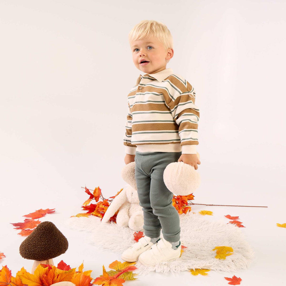 Long-sleeved sweatshirt with polo collar WHITE