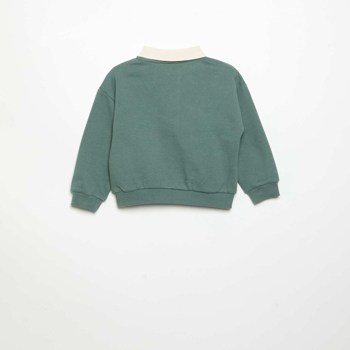 Long-sleeved sweatshirt with polo collar GREEN