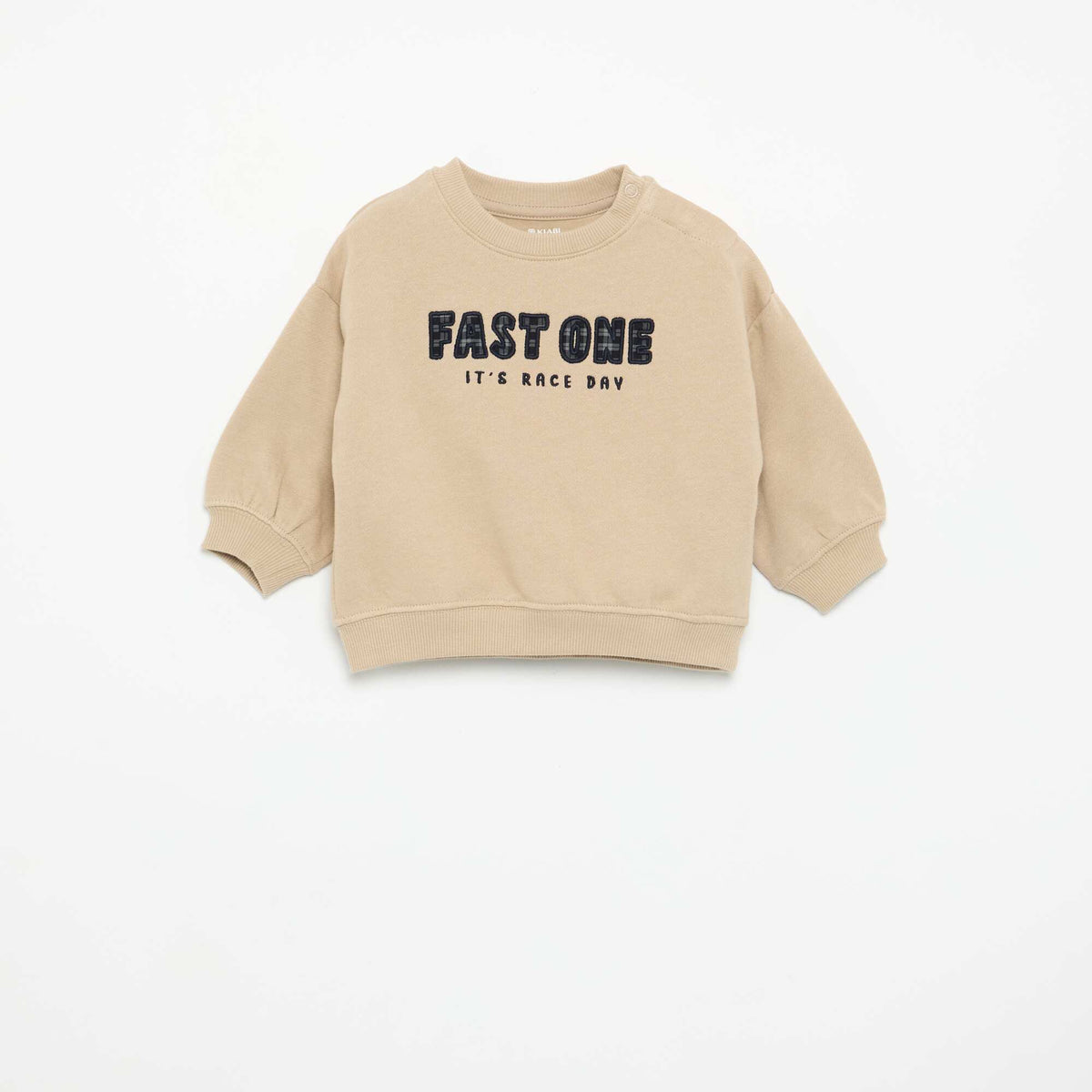 Plain sweatshirt with chest print BEIGE