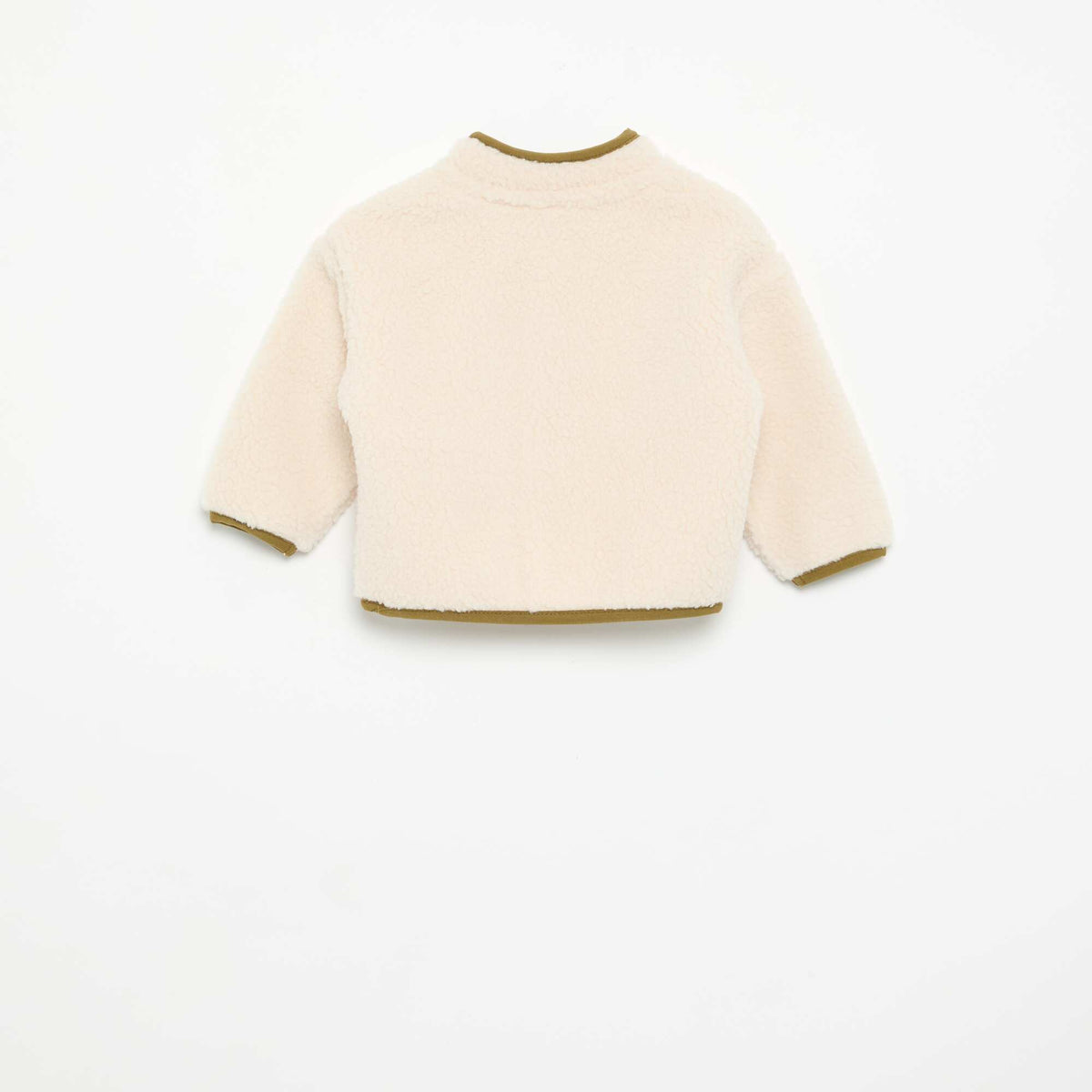 Long-Sleeve Faux Shearling Cardigan BEIGE