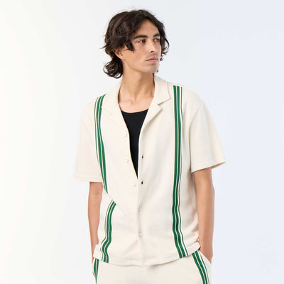 Heavy knit short-sleeved shirt WHITE