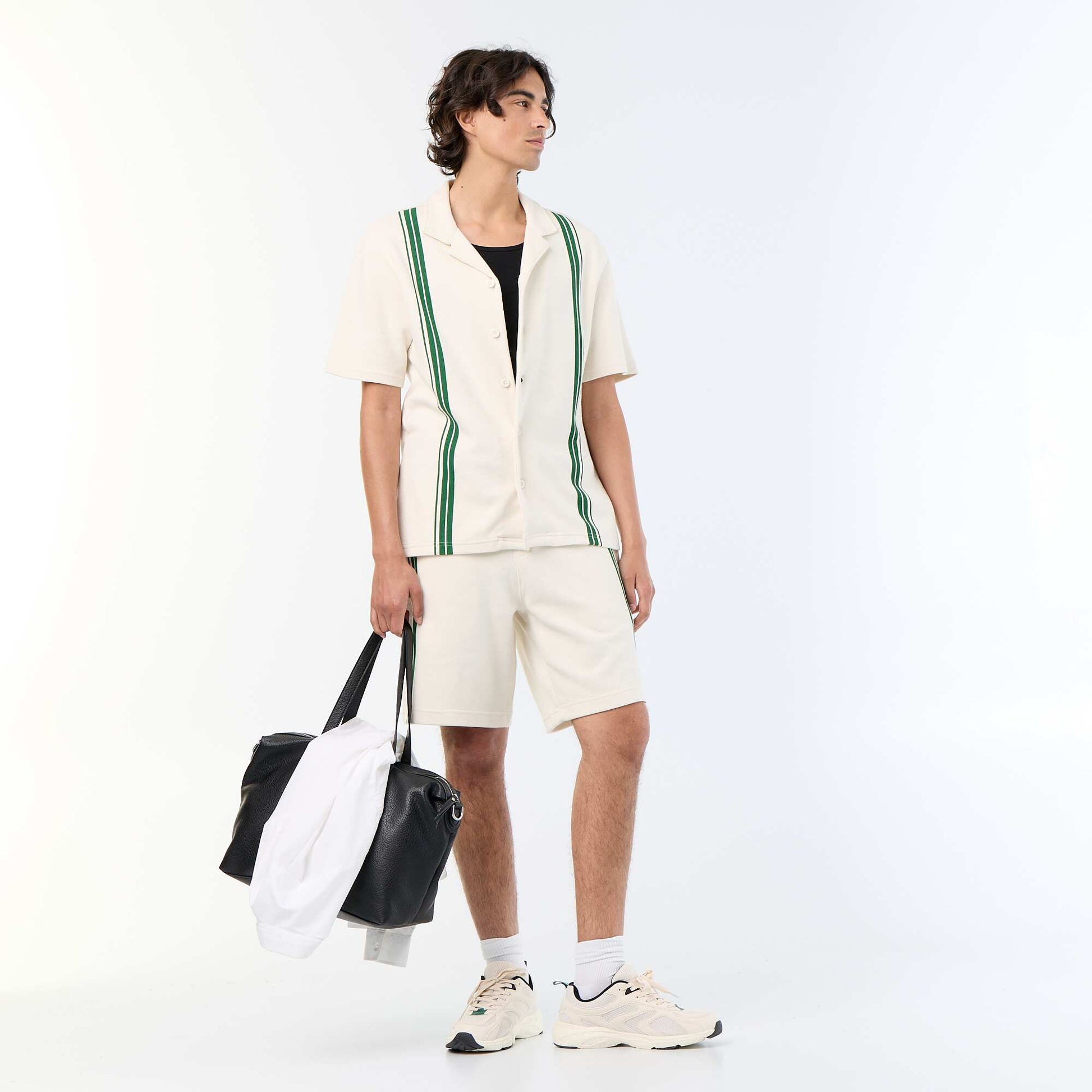 Heavy knit short-sleeved shirt WHITE