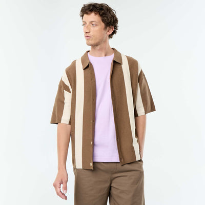 Short-sleeved knit shirt BROWN