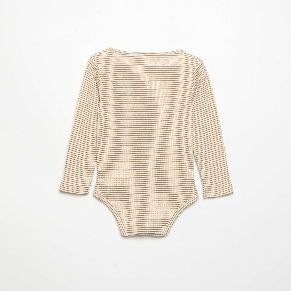 Long-sleeved button-neck bodysuit BROWN